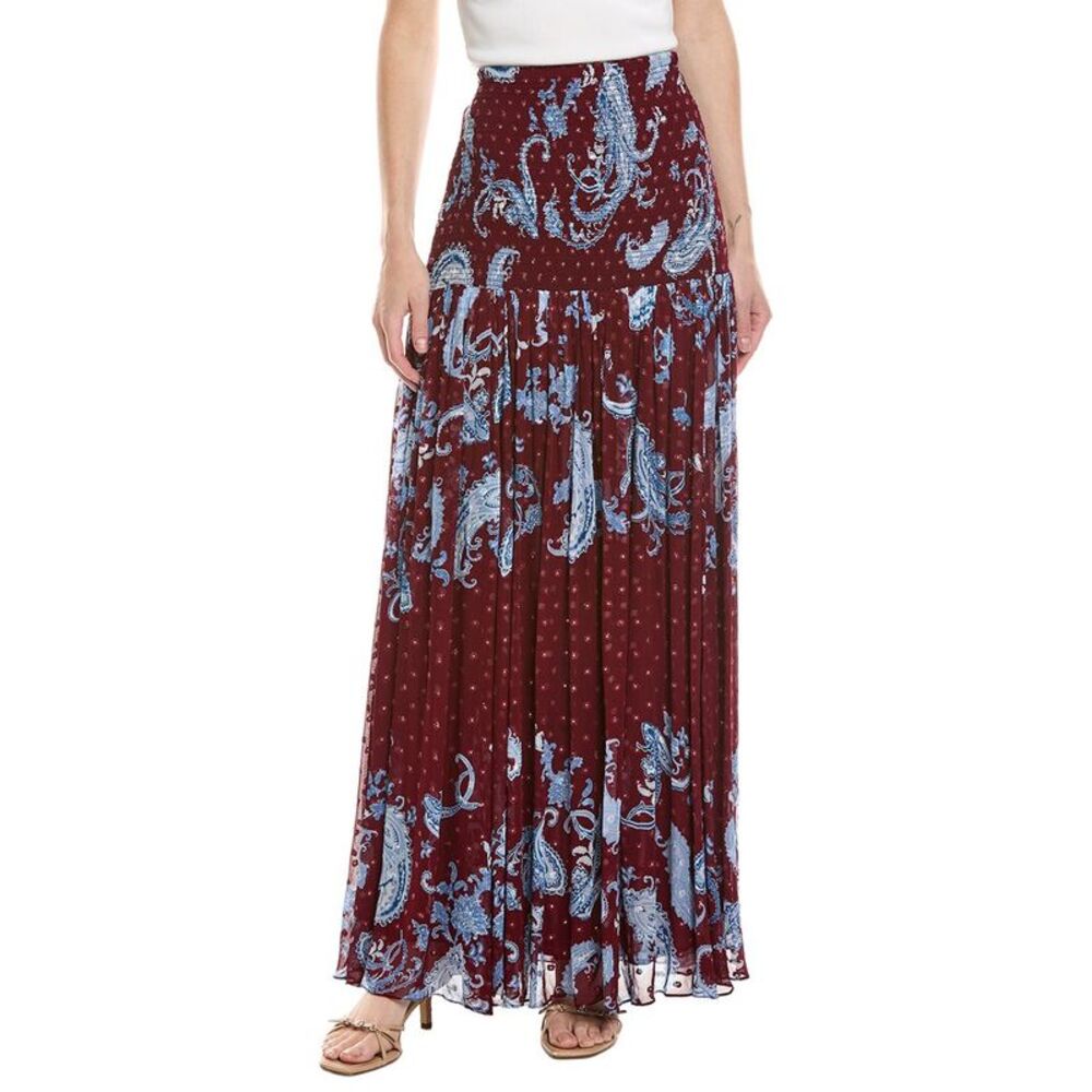 Hemant & Nandita Womens  Maxi Skirt, Red